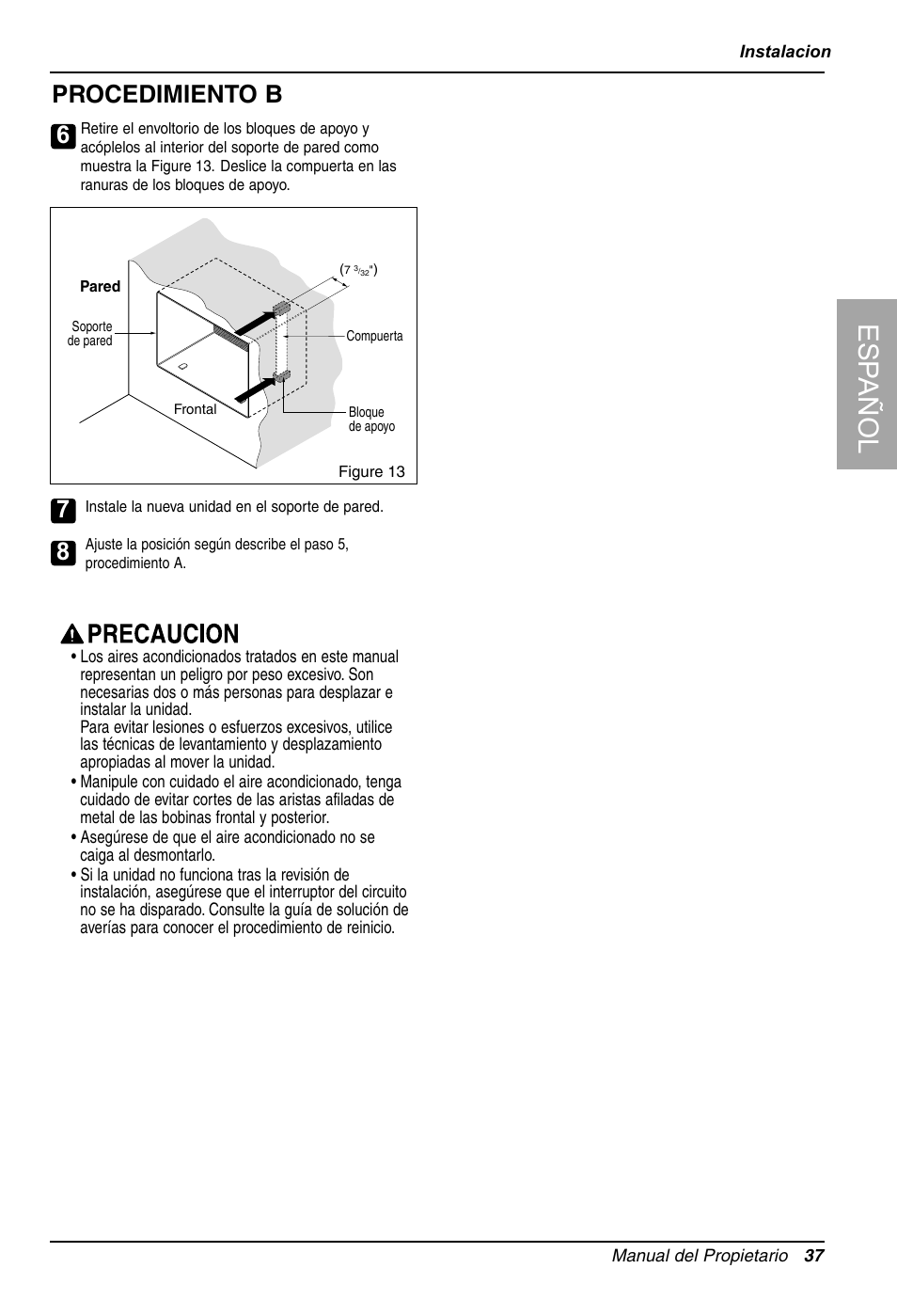 Esp añol, Procedimiento b | LG LT1213CNR User Manual | Page 37 / 48
