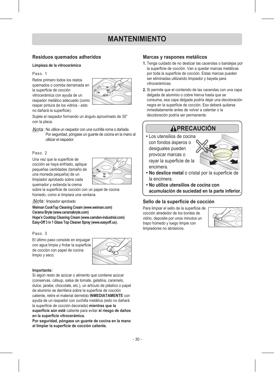 Mantenimiento, Precaución | LG LRE30453ST User Manual | Page 66 / 76