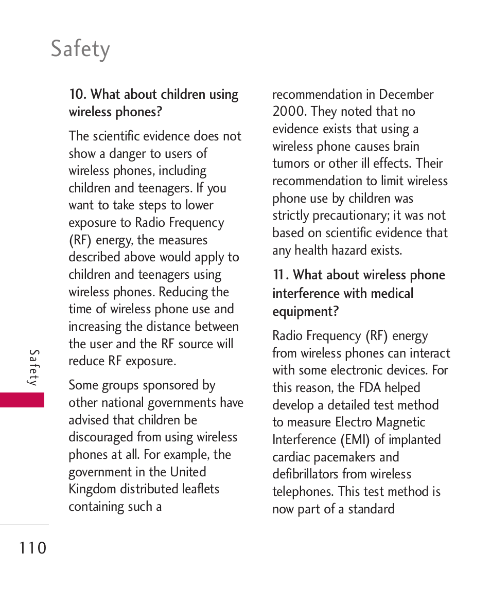 Safety | LG MN270 User Manual | Page 112 / 273