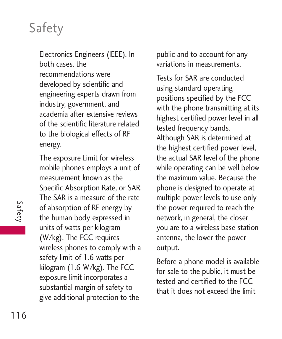Safety | LG MN270 User Manual | Page 118 / 273