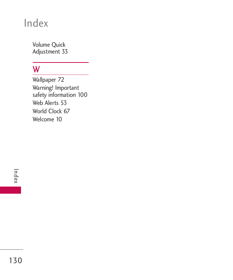 Index | LG MN270 User Manual | Page 132 / 273