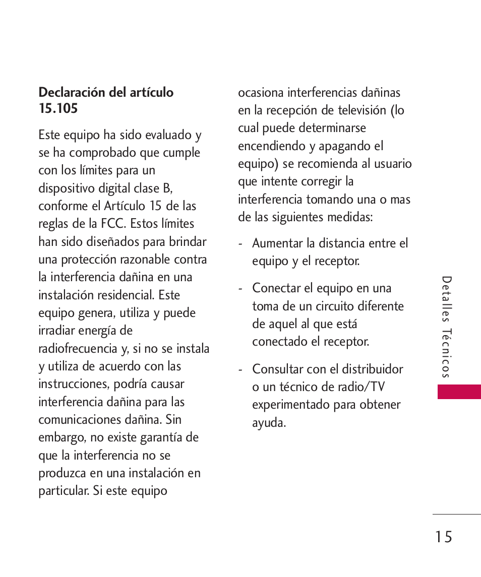 Declaración del artículo 15.105 | LG MN270 User Manual | Page 149 / 273