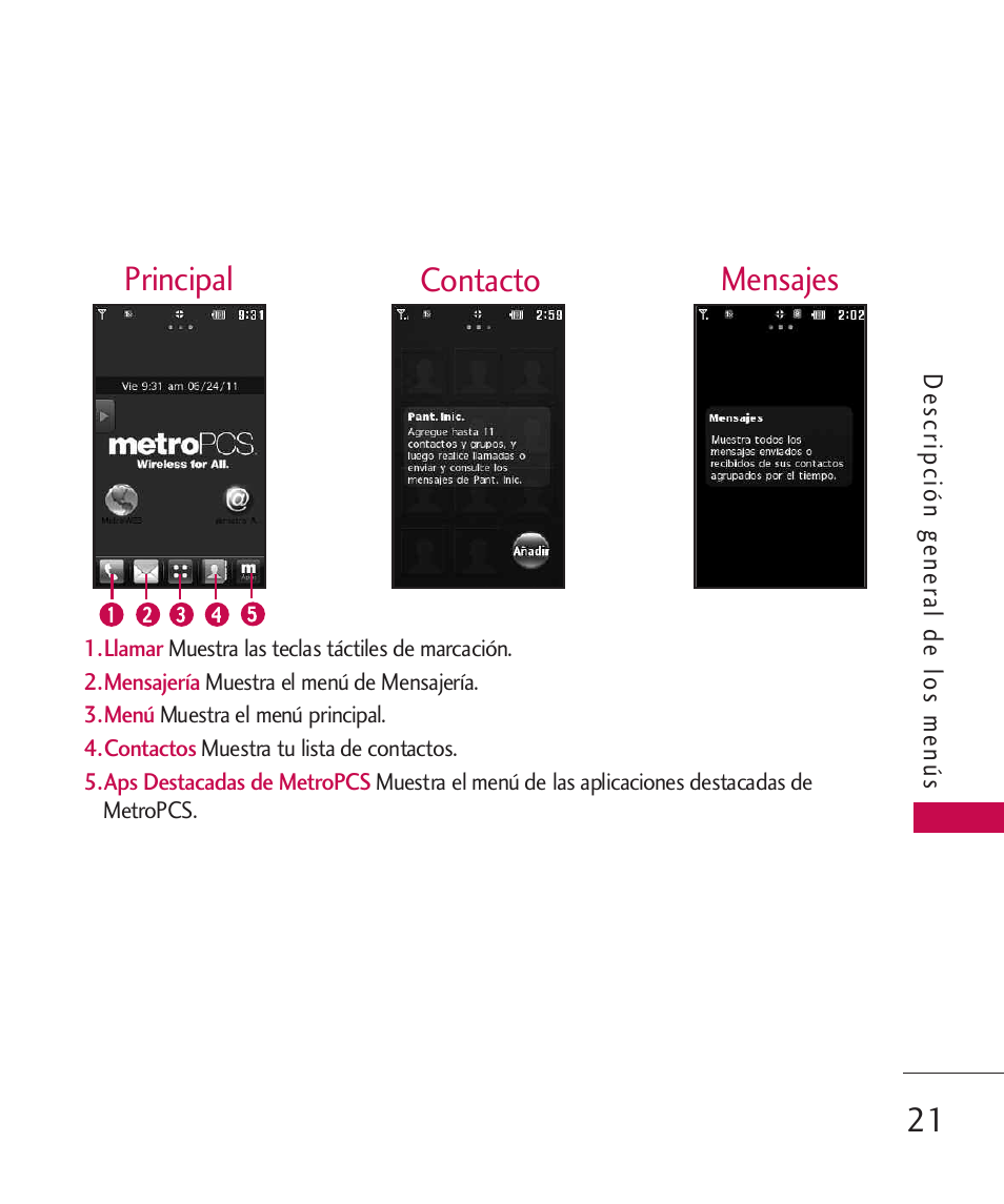 21 principal mensajes contacto | LG MN270 User Manual | Page 155 / 273