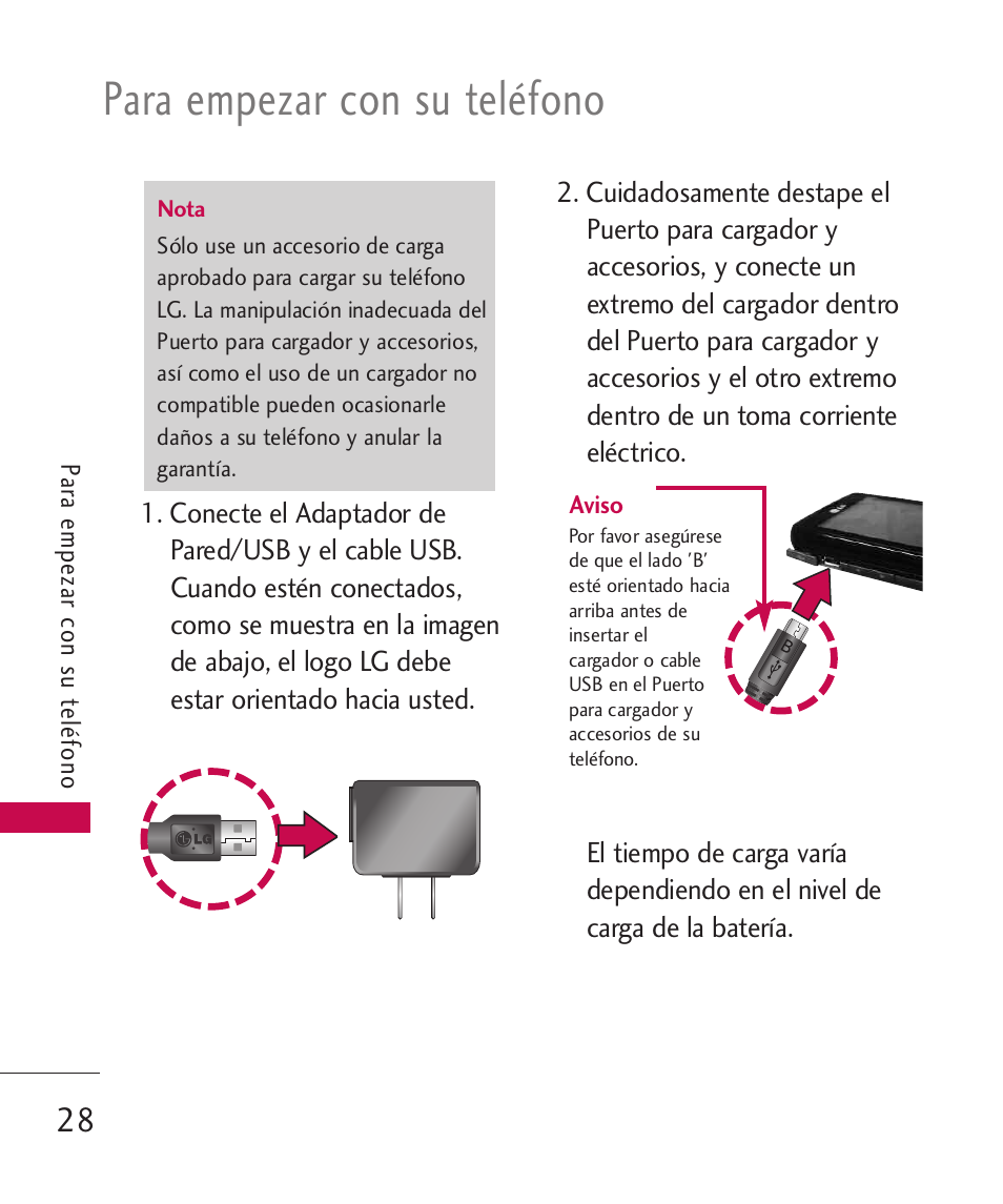 Para empezar con su teléfono | LG MN270 User Manual | Page 162 / 273