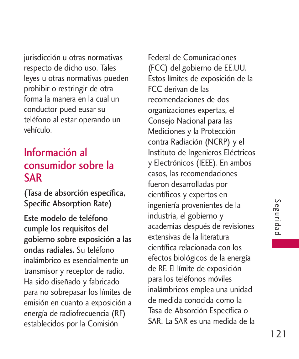 Información al consumidor so, Información al consumidor sobre la sar | LG MN270 User Manual | Page 255 / 273
