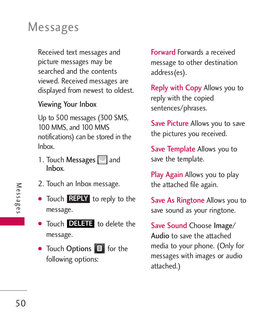 Messages | LG MN270 User Manual | Page 52 / 273