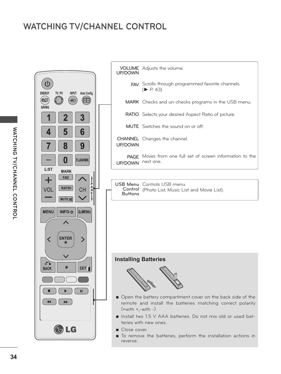 Watching tv/channel control | LG M2380D-PU User Manual | Page 34 / 126