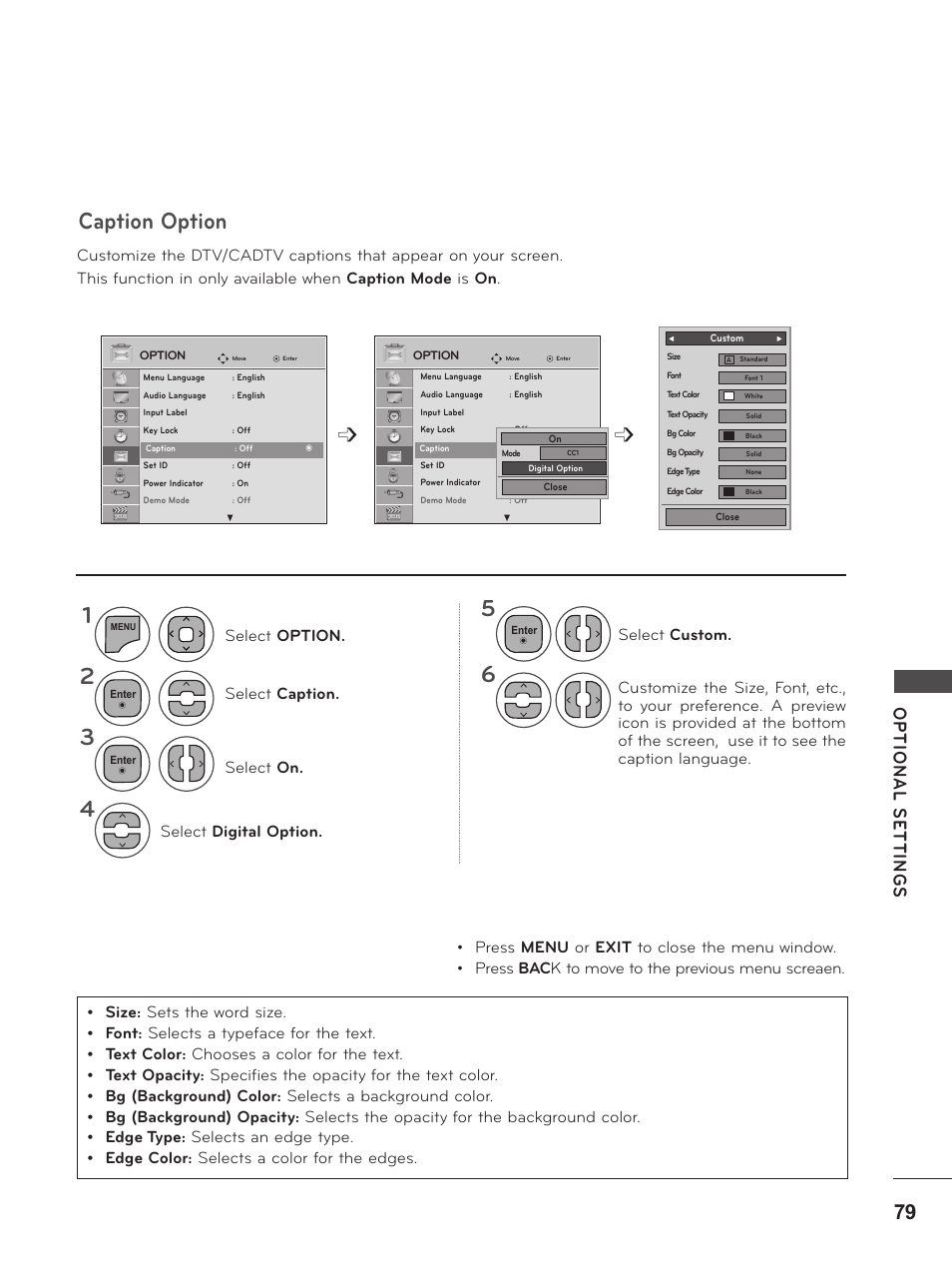 Caption option | LG M2280D-PU User Manual | Page 79 / 124