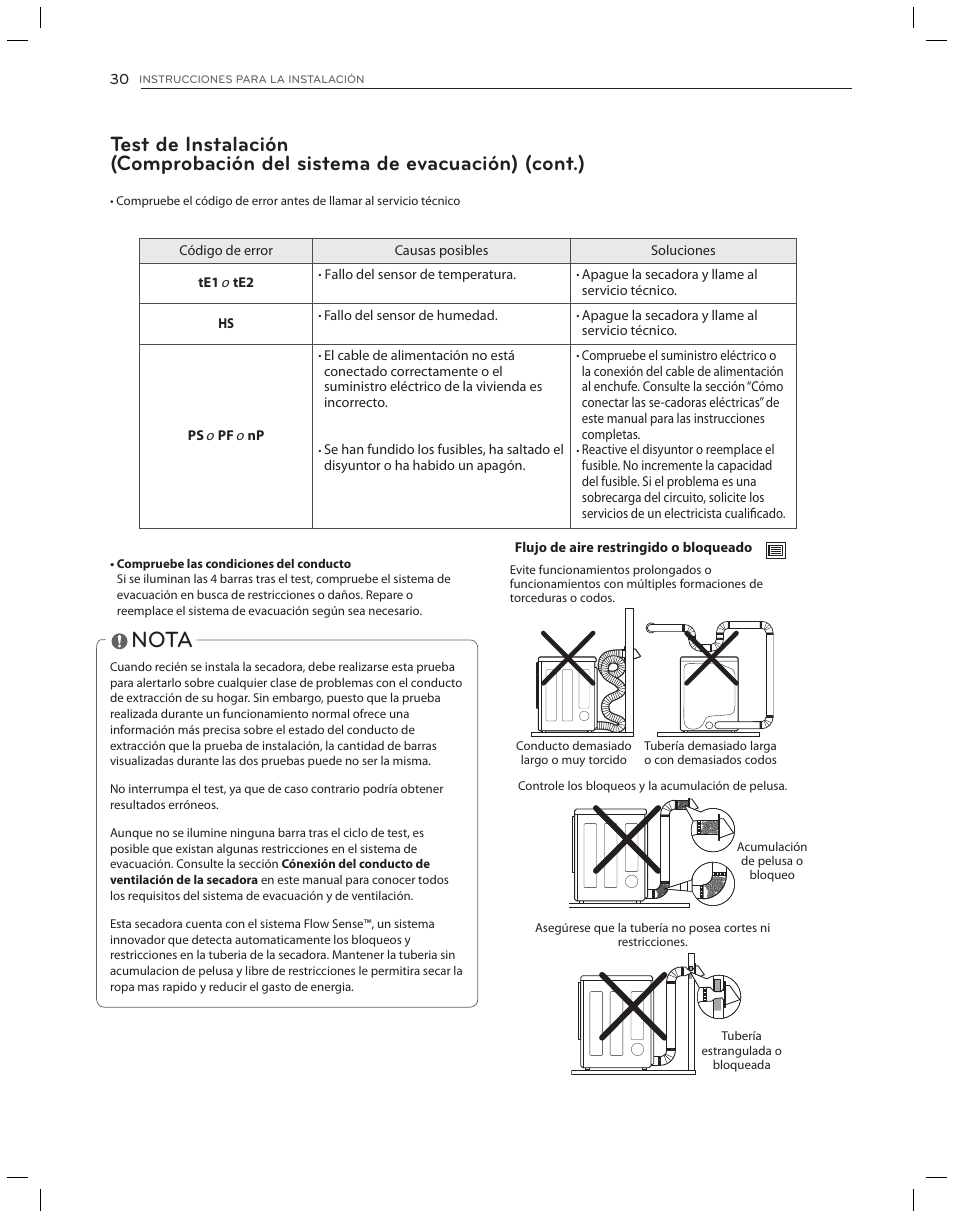 Nota | LG DLG3051W User Manual | Page 72 / 84