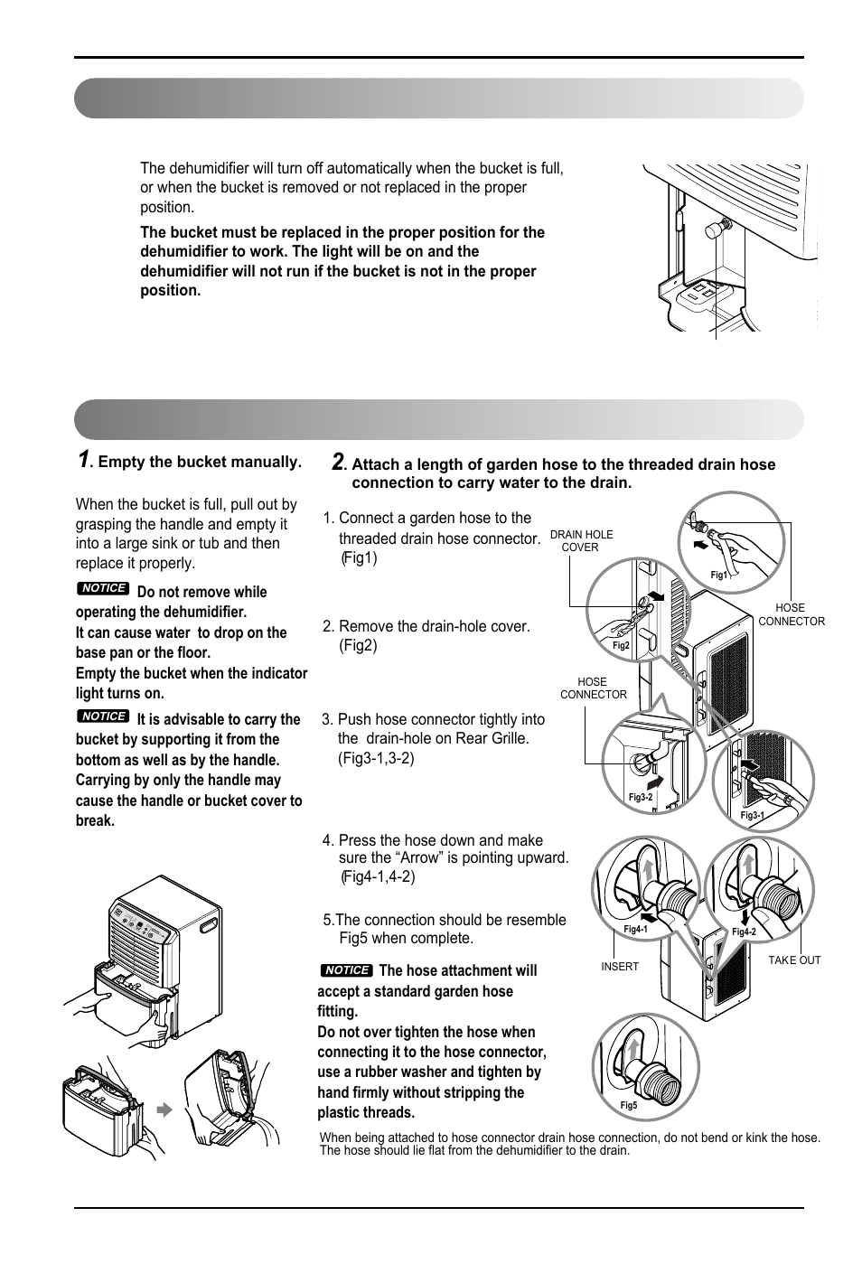 Automatic shut off disposing of collected water, 12 dehumidifier operating instructions | LG ZD300 User Manual | Page 12 / 32