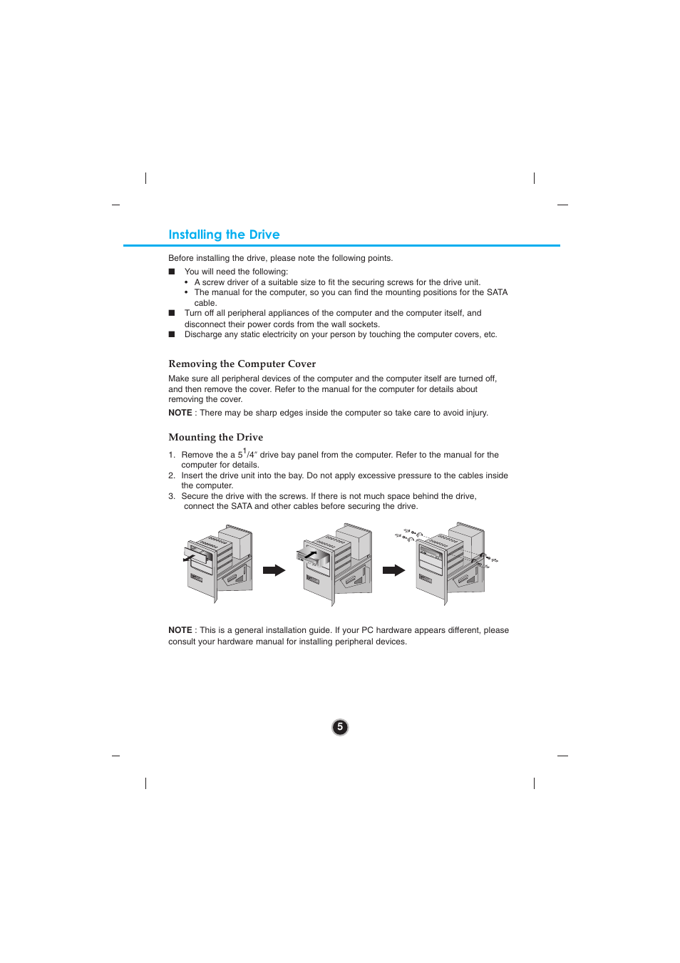 Installing the drive | LG GBW-H20L User Manual | Page 8 / 15