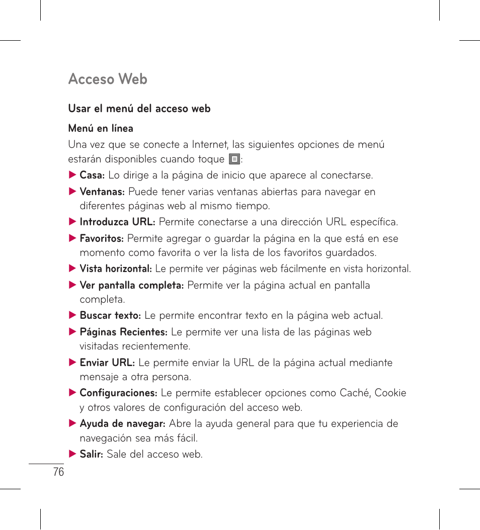 Acceso web | LG LG306G User Manual | Page 164 / 186