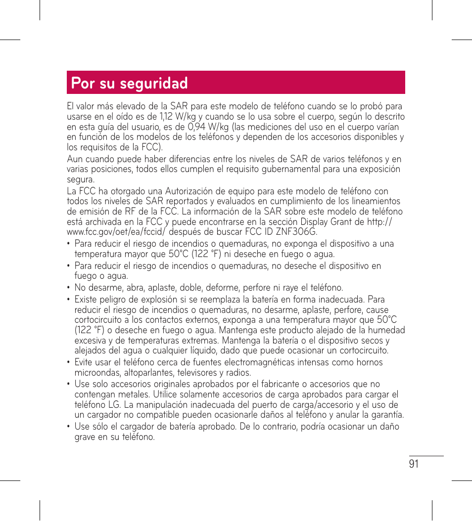 Por su seguridad | LG LG306G User Manual | Page 179 / 186