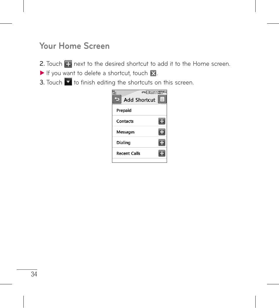 Your home screen | LG LG306G User Manual | Page 36 / 186
