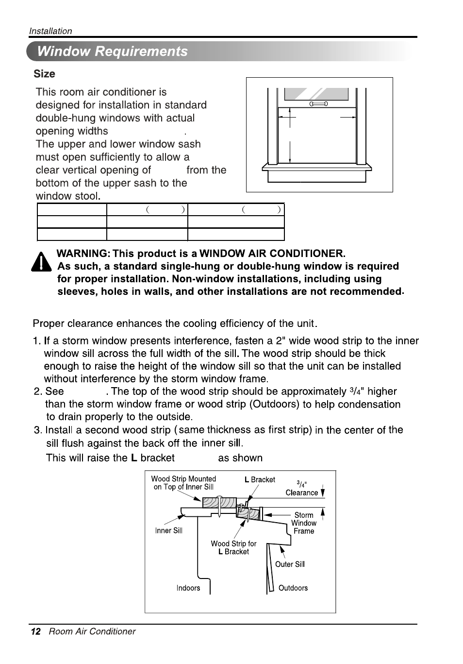 Clearance | LG LW1014ER User Manual | Page 12 / 48