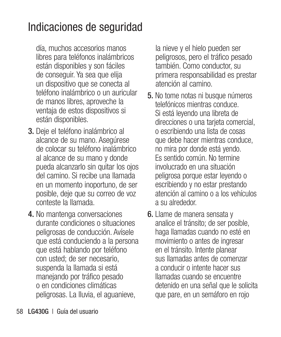 Indicaciones de seguridad | LG LG430G User Manual | Page 117 / 121