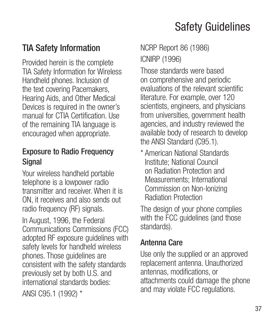 Safety guidelines | LG LG430G User Manual | Page 39 / 121