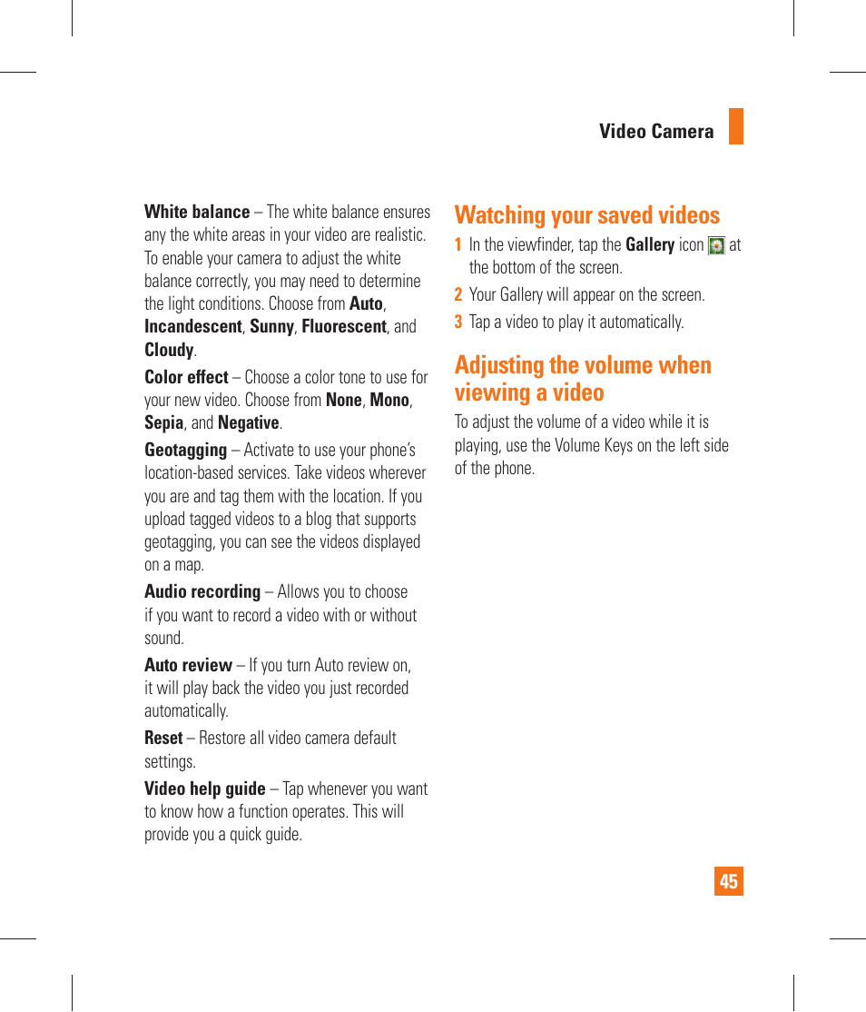 Watching your saved videos, Adjusting the volume when viewing a video, Multimedia | Gallery | LG P870 User Manual | Page 45 / 110