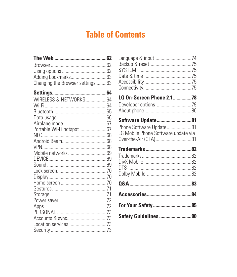 LG P870 User Manual | Page 6 / 110