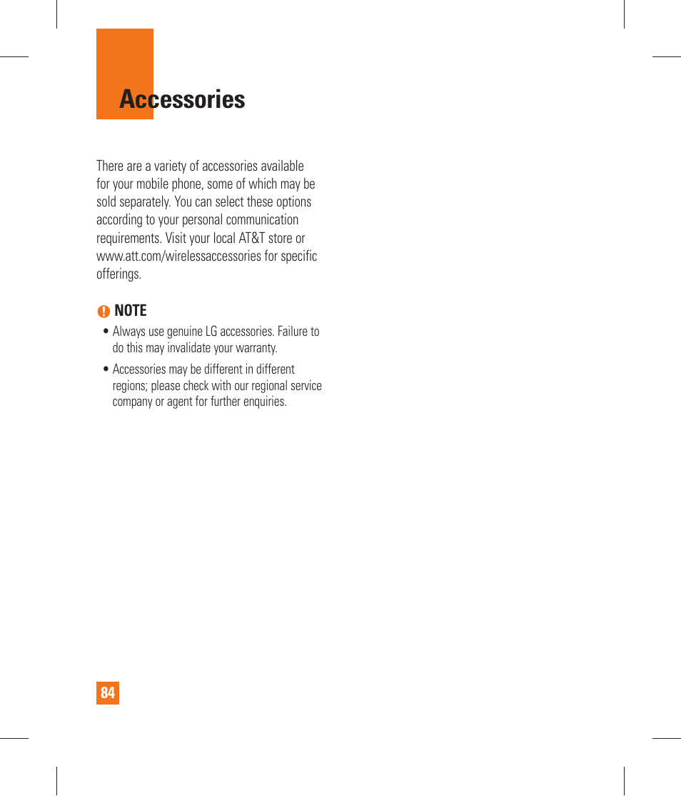 Accessories, Safety guidelines | LG P870 User Manual | Page 84 / 110