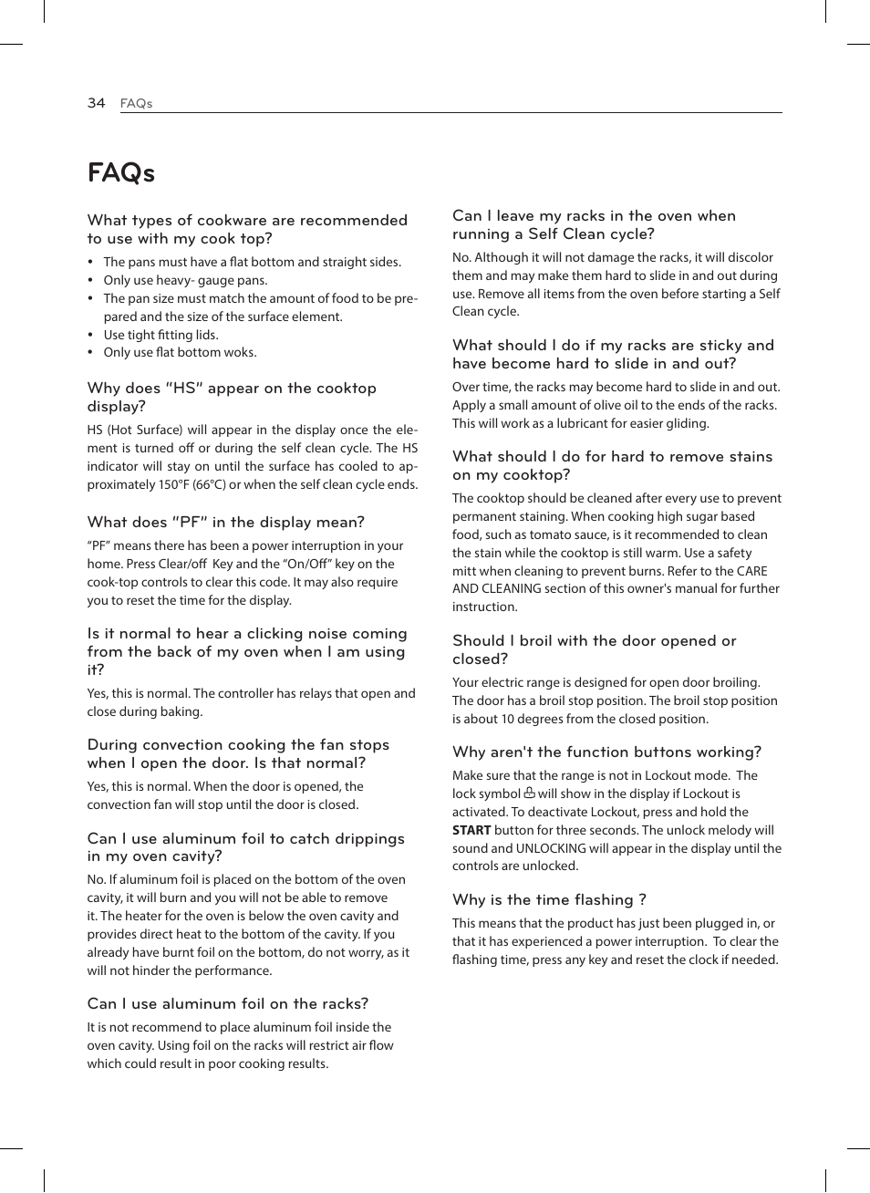 Faqs | LG LRE3023SW User Manual | Page 34 / 84
