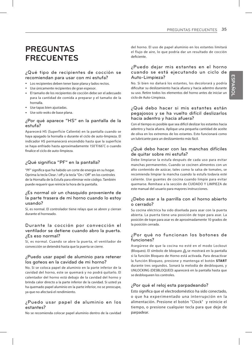 Preguntas frecuentes | LG LRE3023SW User Manual | Page 75 / 84