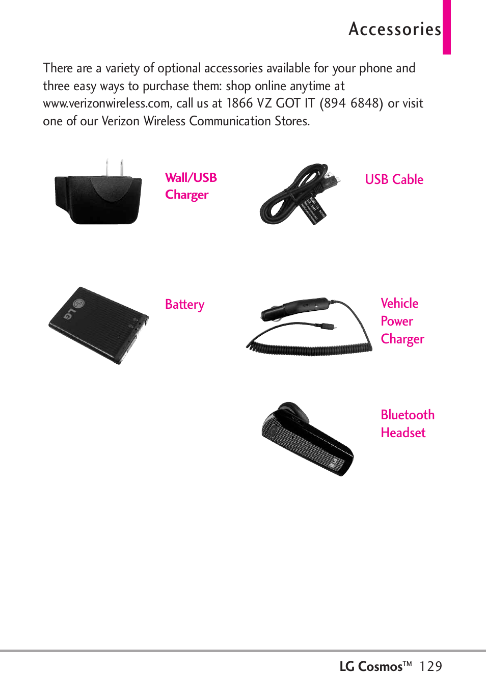 Accessories | LG LGVN250PP User Manual | Page 131 / 141