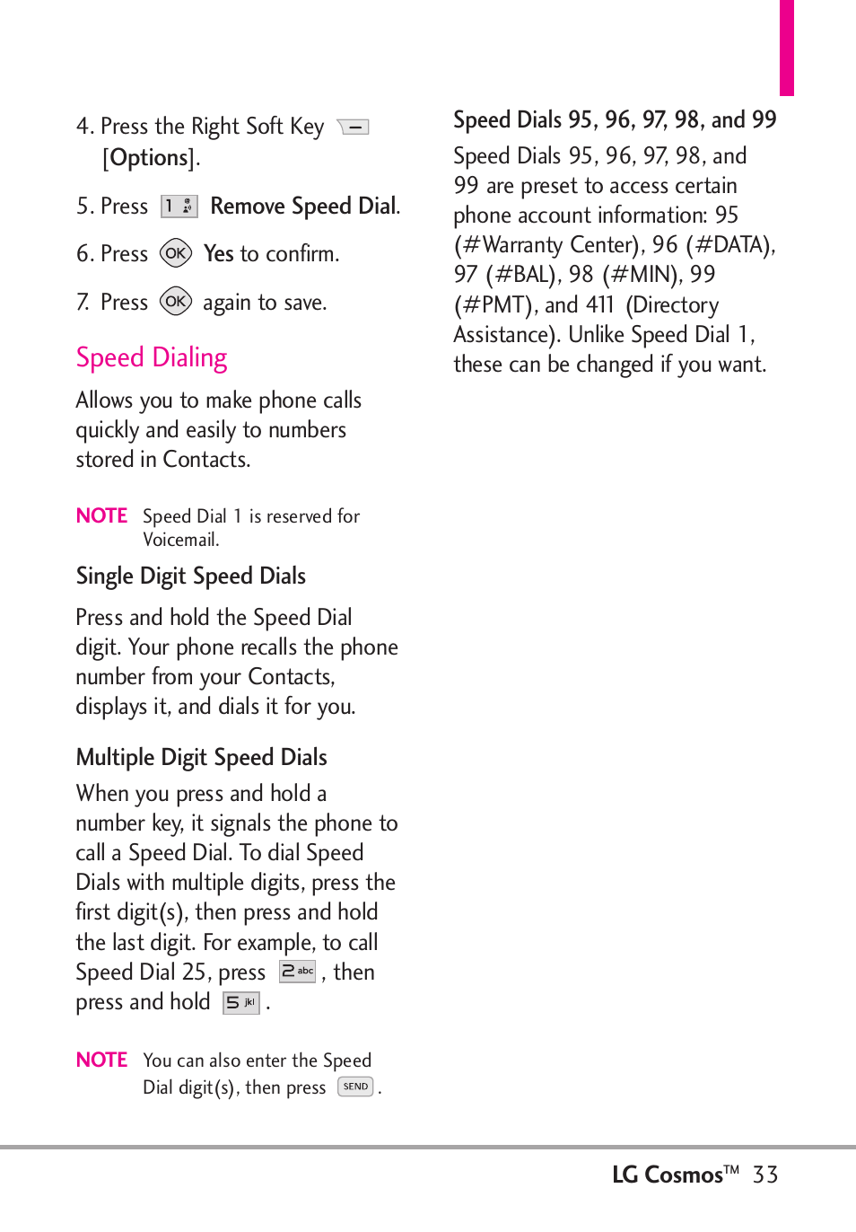 Speed dialing | LG LGVN250PP User Manual | Page 35 / 141