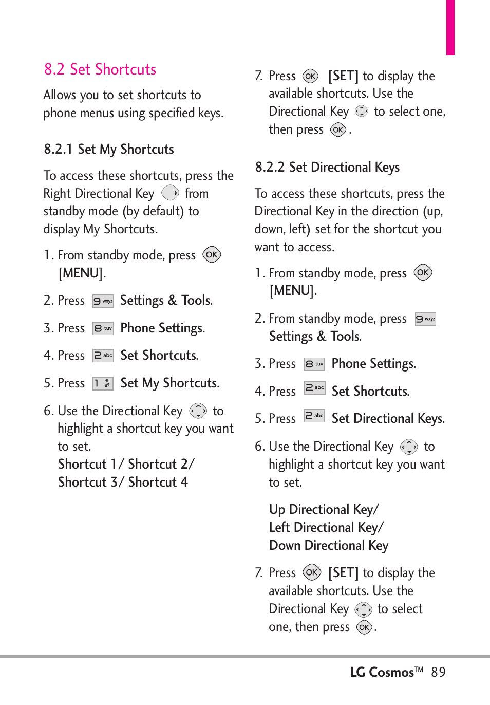 2 set shortcuts | LG LGVN250PP User Manual | Page 91 / 141