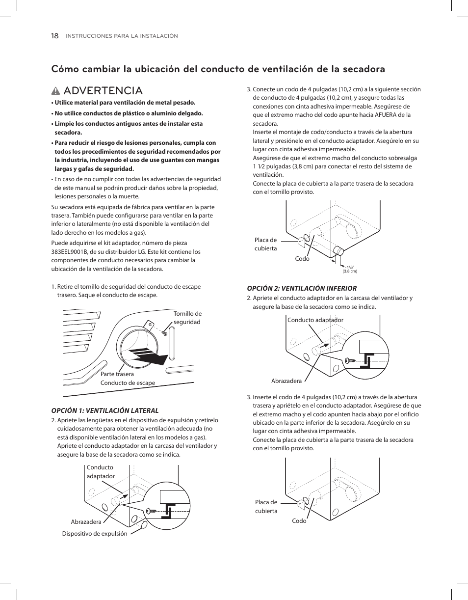 Advertencia | LG DLEX3650V User Manual | Page 64 / 96
