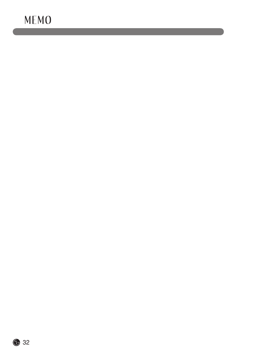 M e m o | LG LCE3610SB User Manual | Page 32 / 33