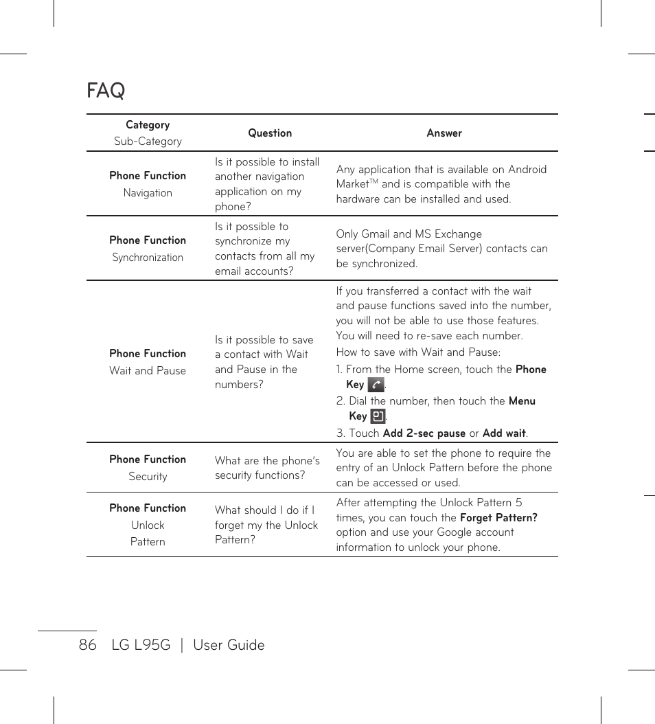 86 lg l95g | user guide | LG LGL95G User Manual | Page 88 / 202