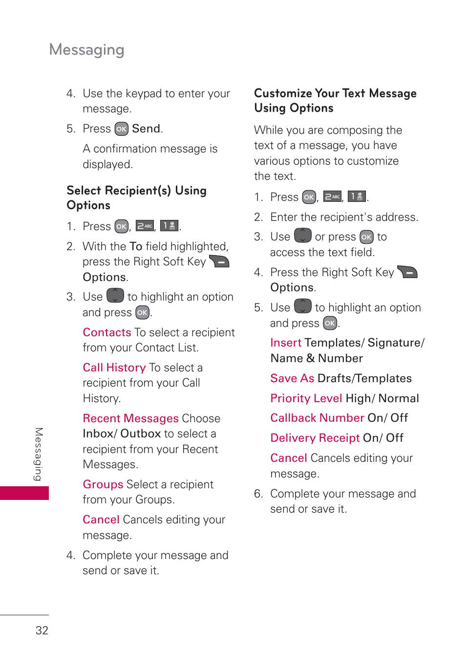Messaging | LG AN160 User Manual | Page 34 / 98