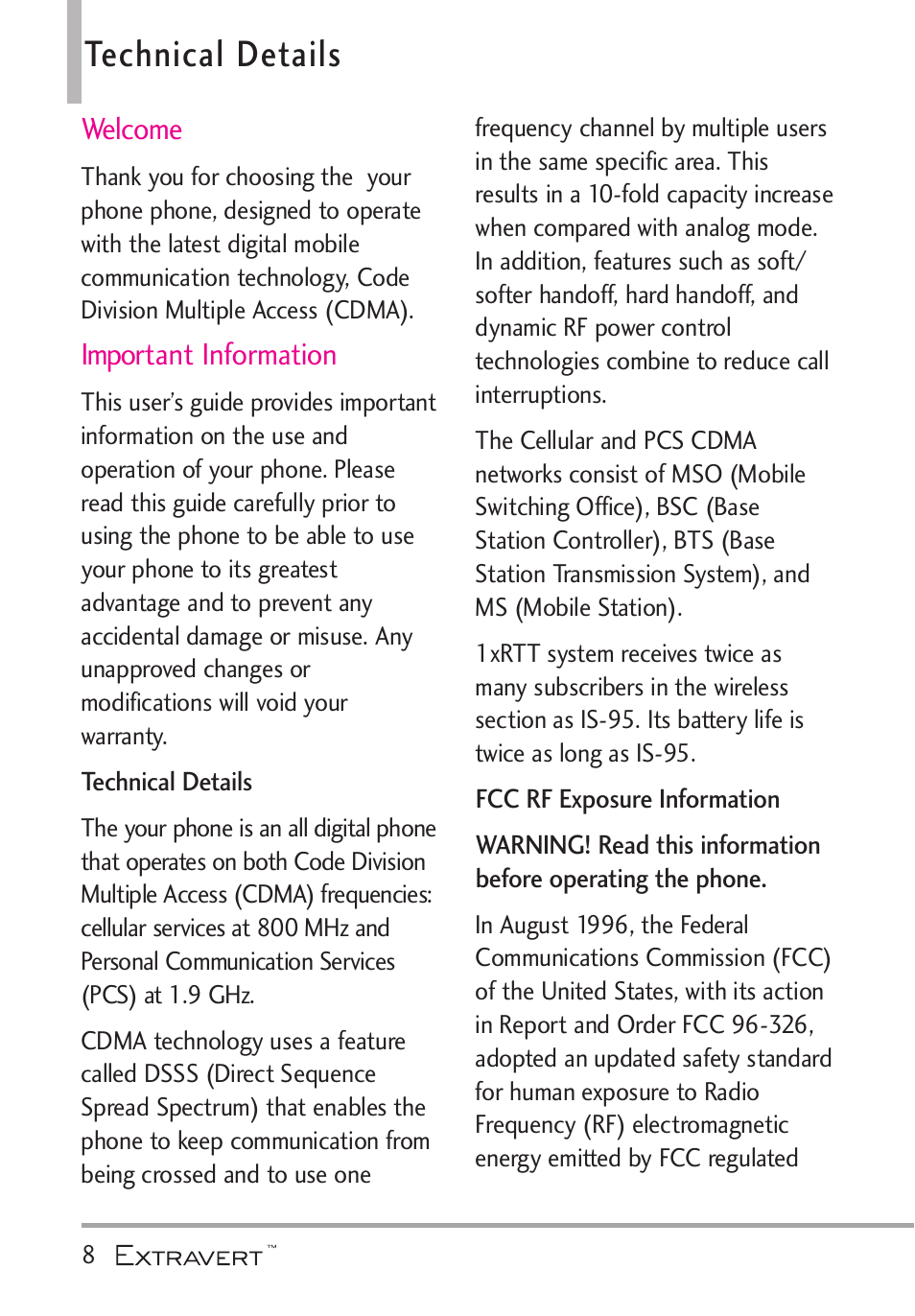 Technical details | LG VN271 User Manual | Page 10 / 270