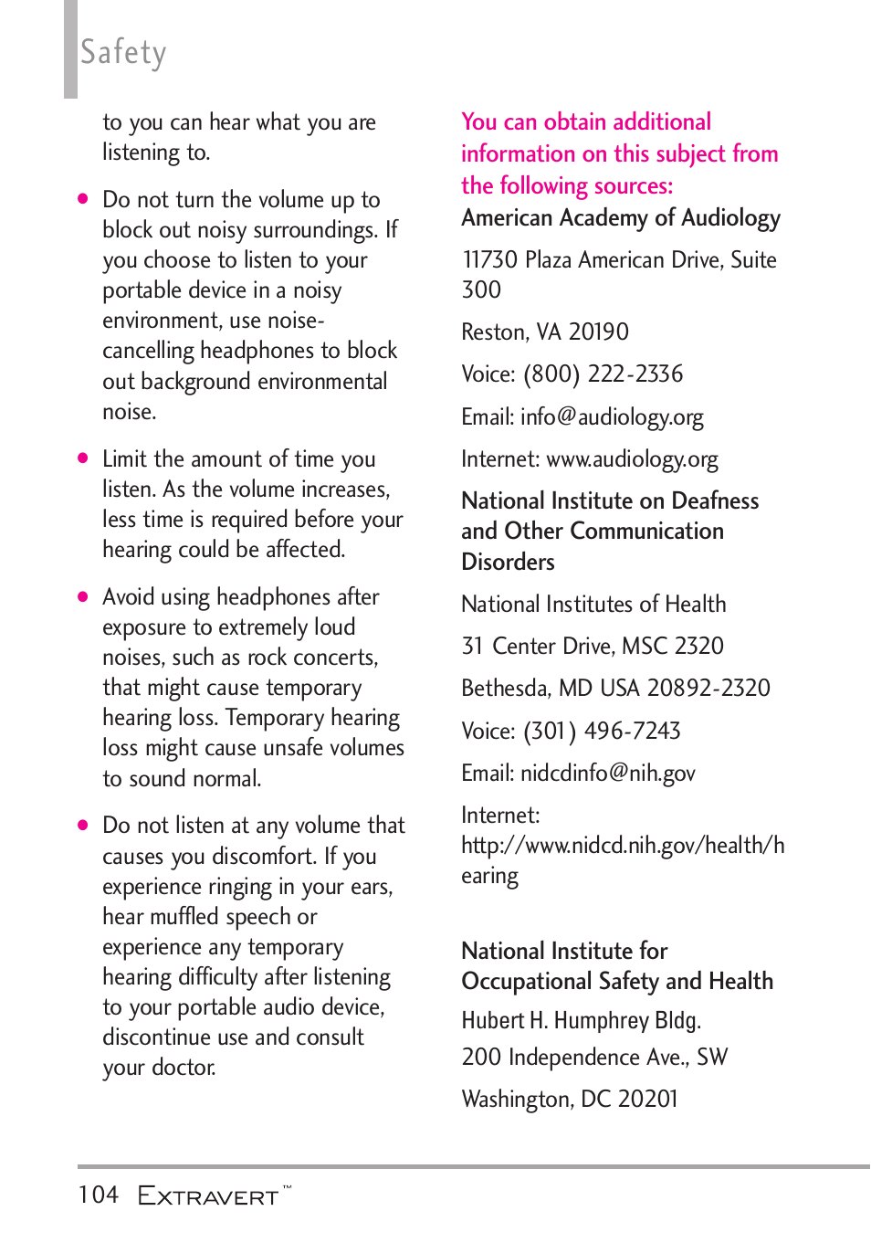 Safety | LG VN271 User Manual | Page 106 / 270