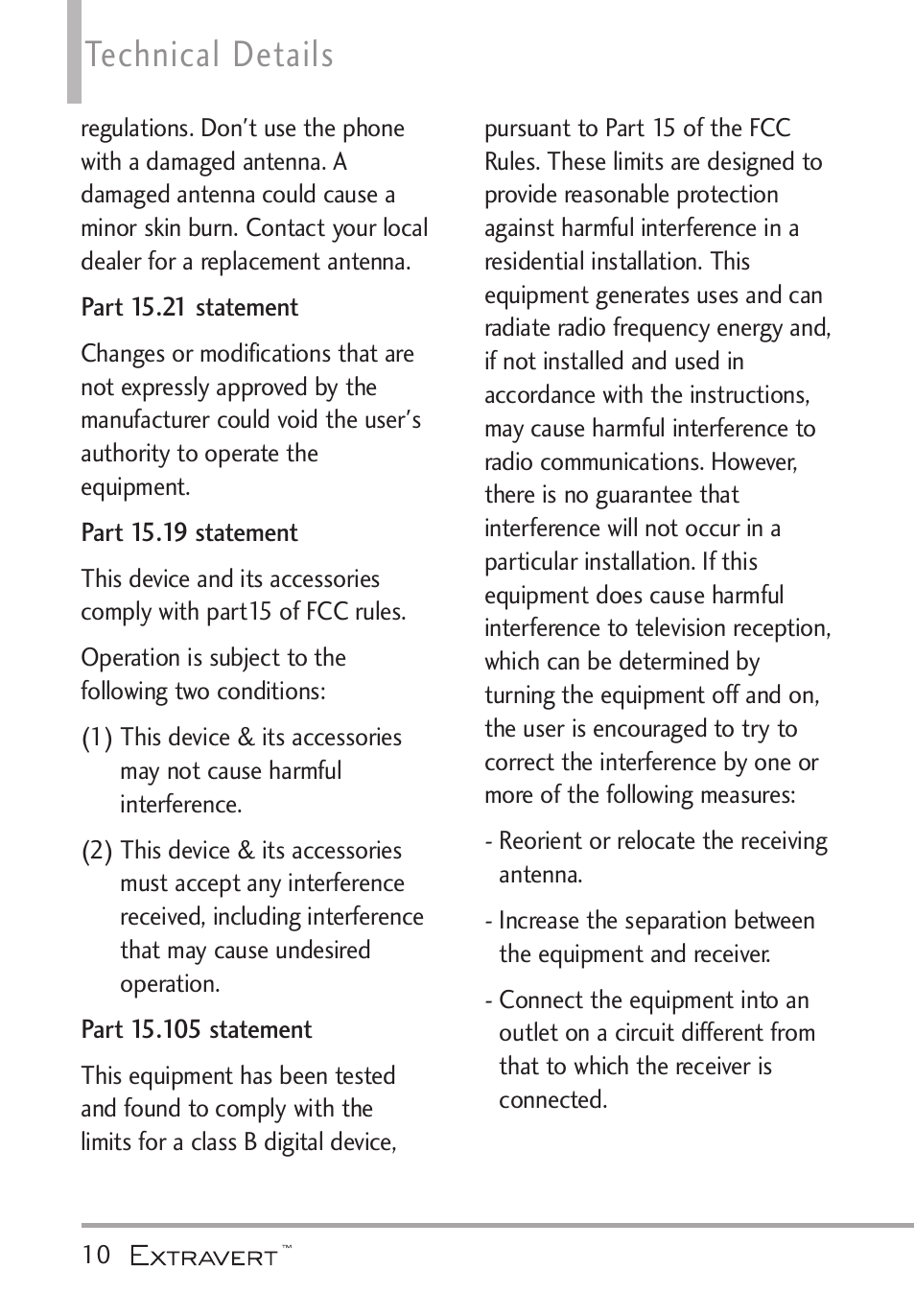 Technical details | LG VN271 User Manual | Page 12 / 270