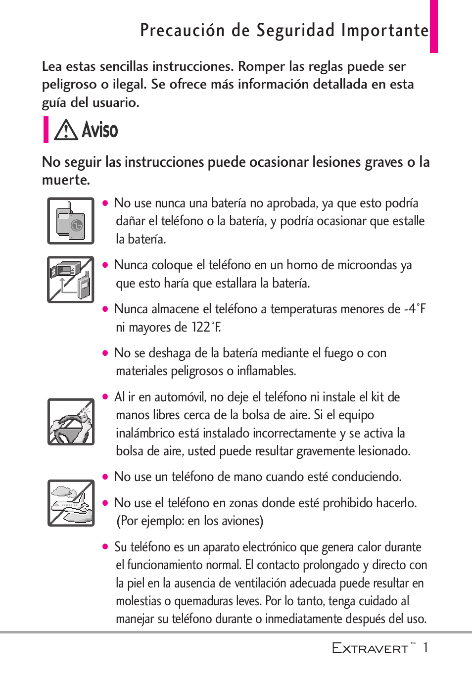 Precauci? de seguridad impo, Precaución de seguridad importante | LG VN271 User Manual | Page 133 / 270