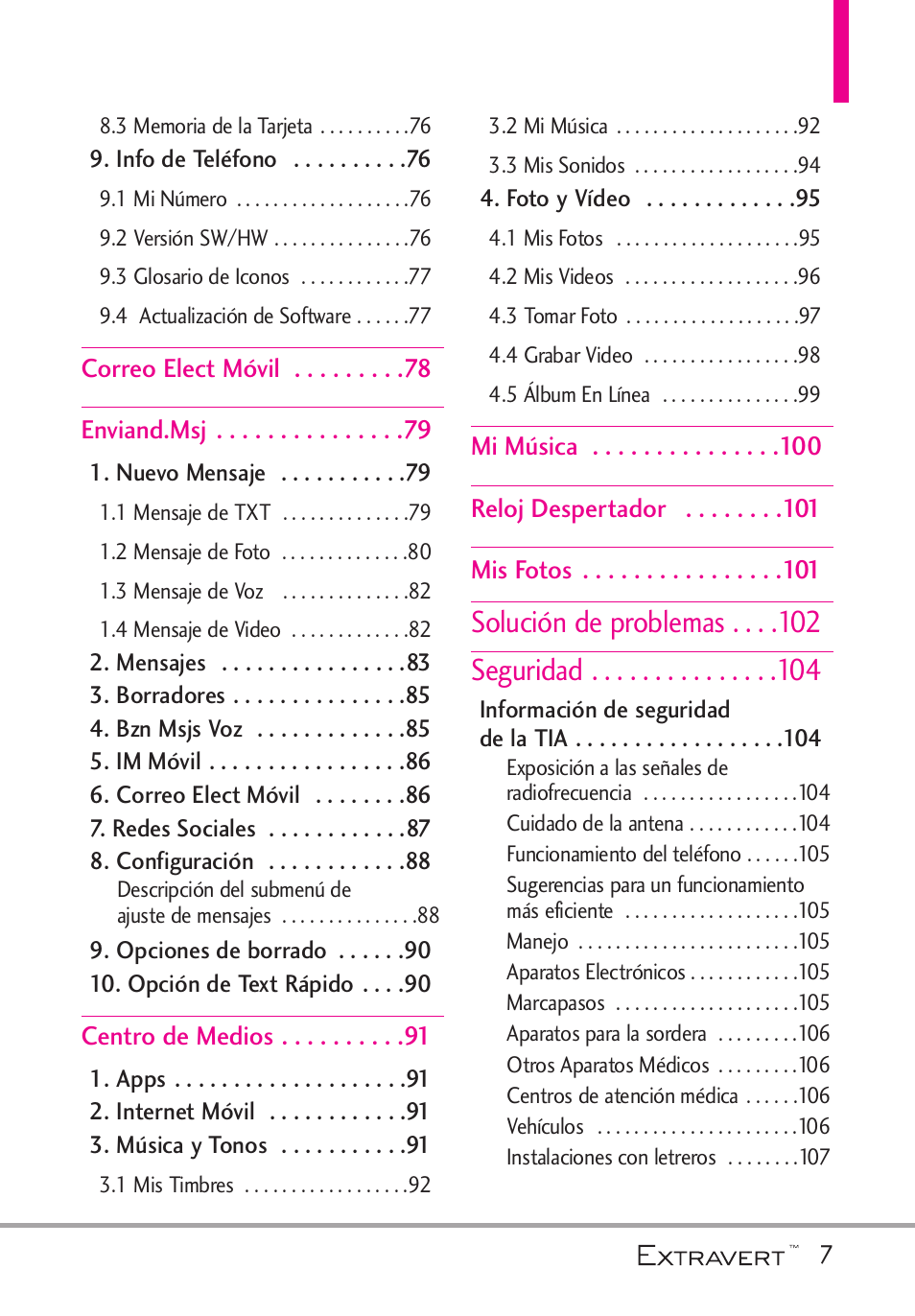 Solución de problemas seguridad | LG VN271 User Manual | Page 139 / 270