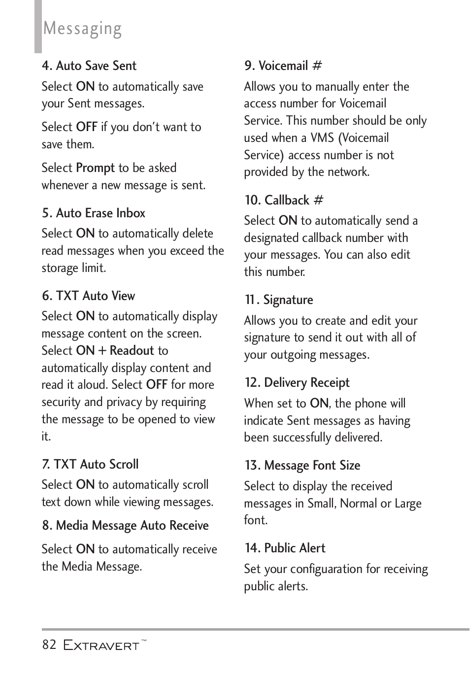 Messaging | LG VN271 User Manual | Page 84 / 270