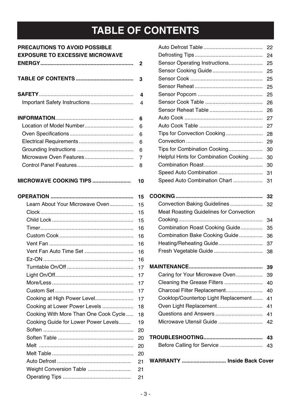 LG LMVH1711ST User Manual | Page 3 / 48