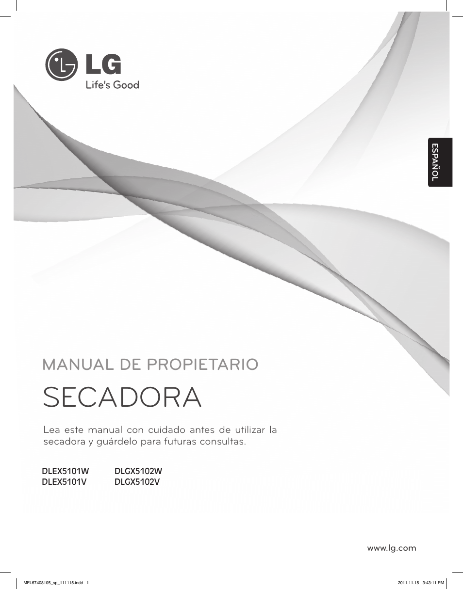 Secadora, Manual de propietario | LG DLEX5101V User Manual | Page 43 / 92
