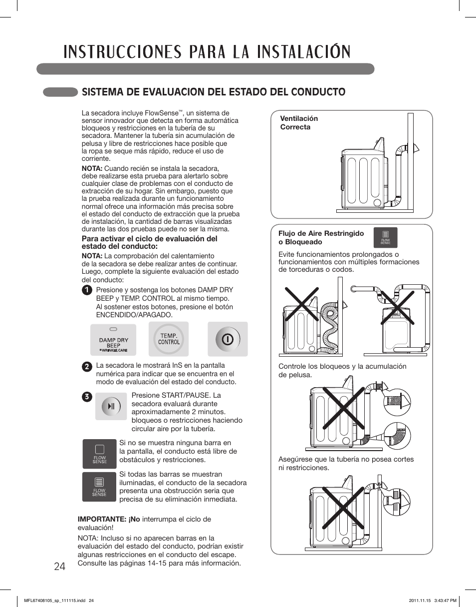 Sistema de evaluacion del estado del conducto | LG DLEX5101V User Manual | Page 66 / 92