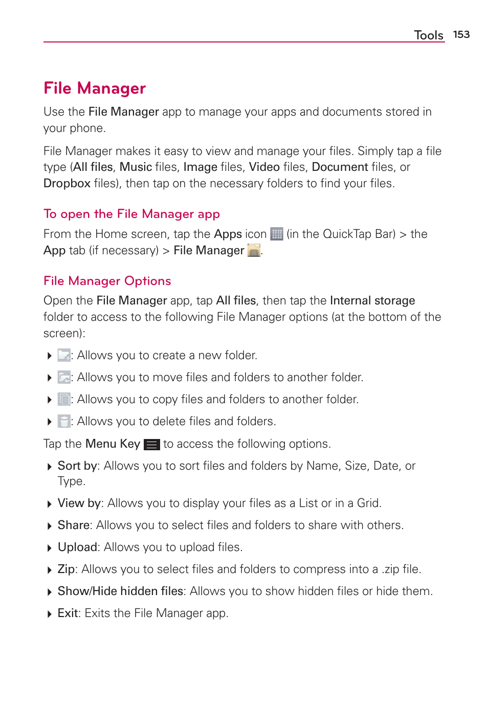 File manager | LG LGAS876 User Manual | Page 153 / 218