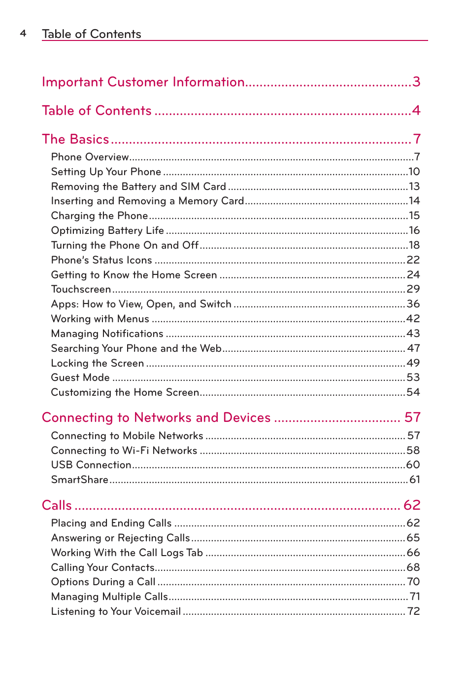 LG LGAS876 User Manual | Page 4 / 218