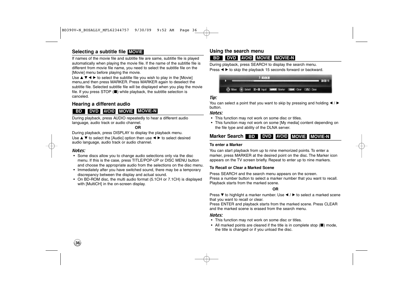 LG BD390 User Manual | Page 36 / 76