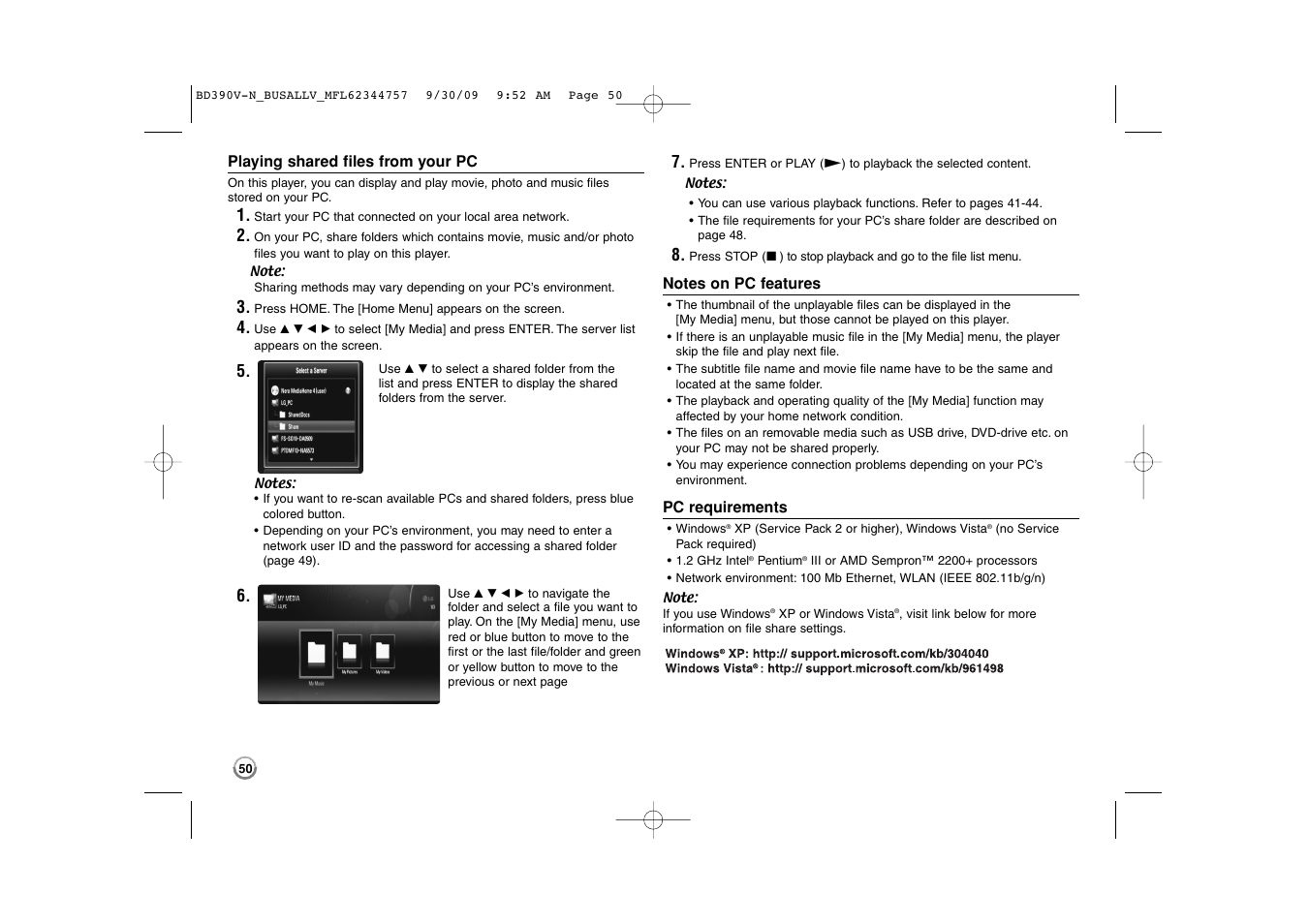 LG BD390 User Manual | Page 50 / 76