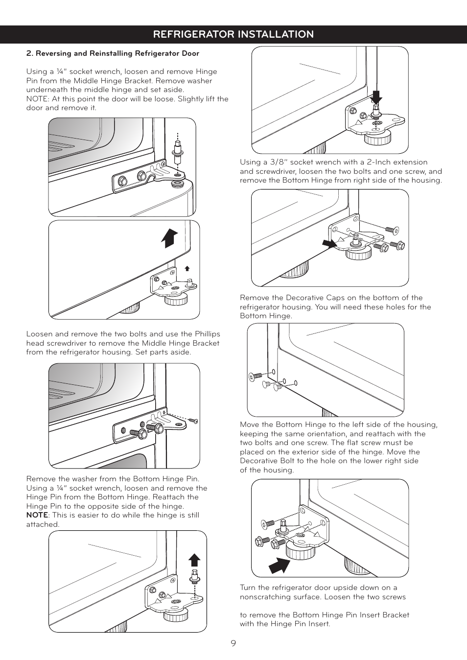 Refrigerator installation | LG LTC20380ST User Manual | Page 10 / 35
