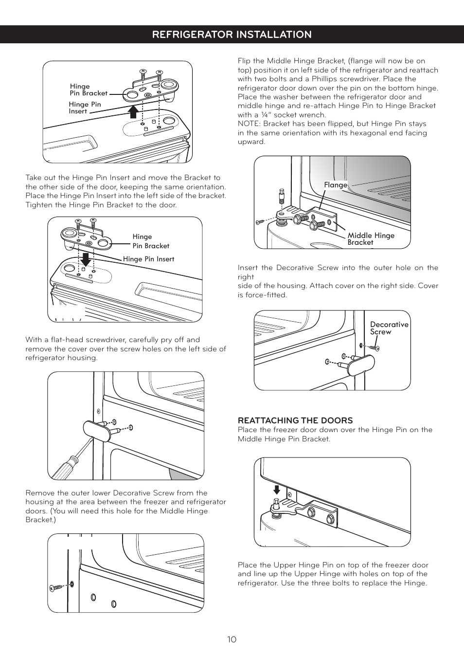 Refrigerator installation | LG LTC20380ST User Manual | Page 11 / 35