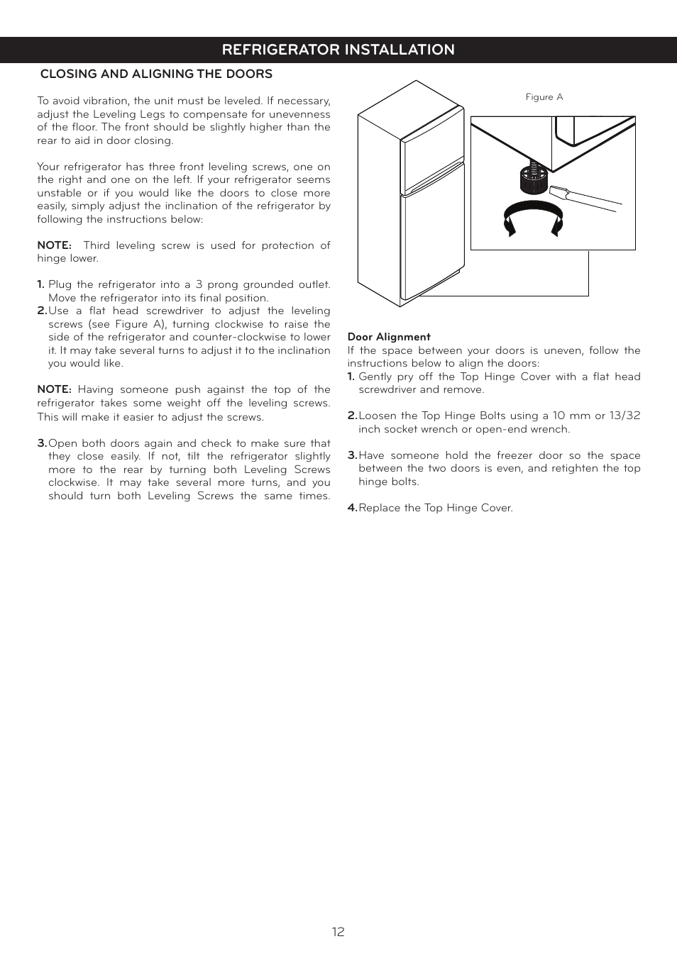 Refrigerator installation using your refrigerator | LG LTC20380ST User Manual | Page 13 / 35