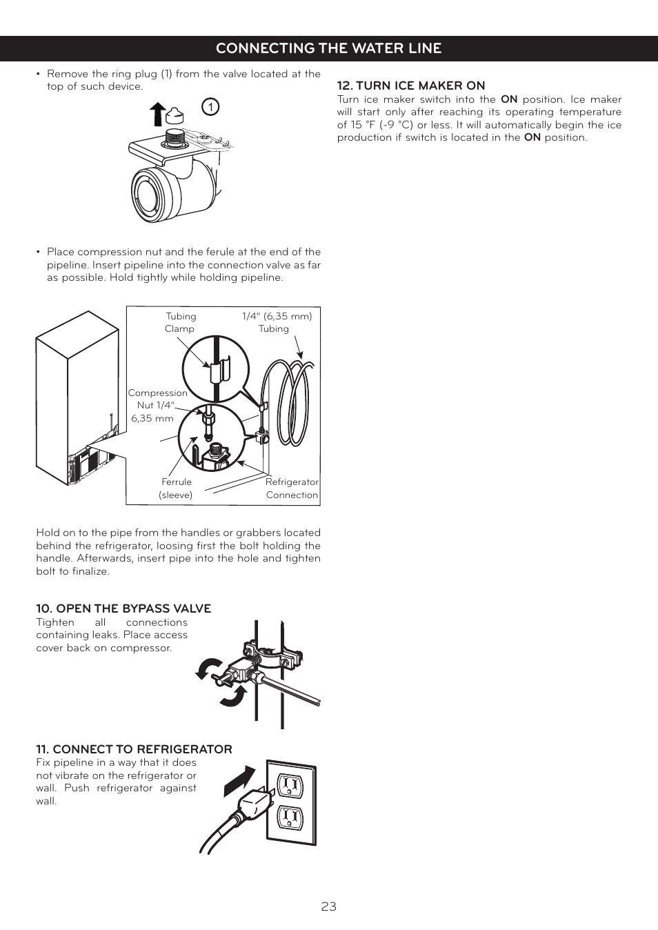 Connecting the water line | LG LTC20380ST User Manual | Page 24 / 35